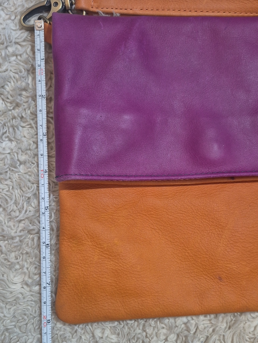 Graf & Lantz Colorblock JODI Crossbody Magenta Pumpkin Travel Bag Flap Purse - Picture 5 of 5
